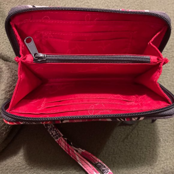 NWOT Vera Bradley Zip Around Wristlet Wallet Purse Cheery Blossom - Picture 7 of 11